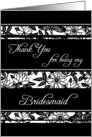 Black and White Floral Friend Bridesmaid Thank You Card