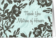 Blue Floral Matron of Honor Thank You Card