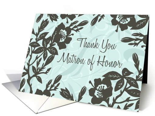 Blue Floral Best Friend Matron of Honor Thank You card (622972)