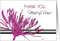 Pink Flower Maid of Honor Thank You Card