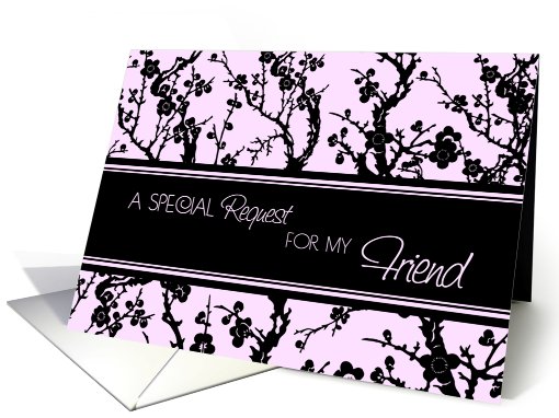 Pink Black Blossoms Friend Matron of Honor Invitation card (624691)