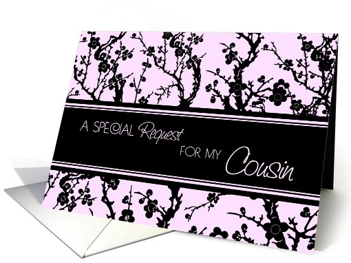 Pink Black Blossoms Cousin Bridesmaid Invitation card (624699)