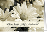 White Flowers Chief Bridesmaid Invitation Card