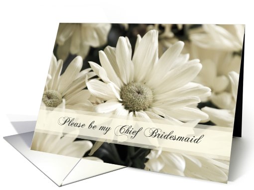 White Flowers Sister Chief Bridesmaid Invitation card (626254)
