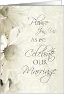 White Flowers Wedding Invitation Card