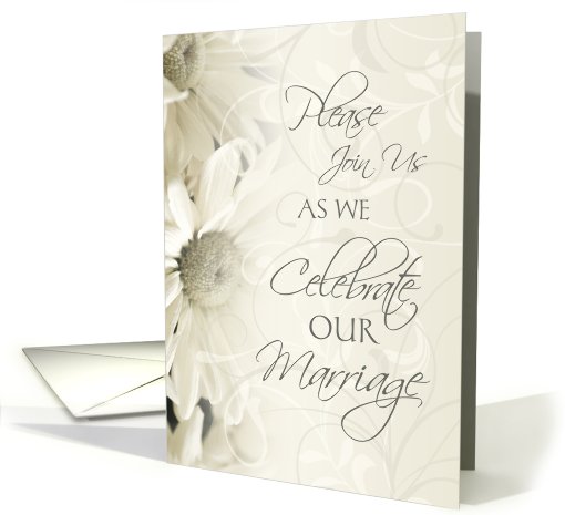 White Flowers Wedding Anniversary Party Invitation card (626921)