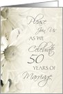 White Flowers 50th Wedding Anniversary Party Invitation Card