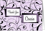 Lavender Floral Cousin Thank You Maid of Honor Card