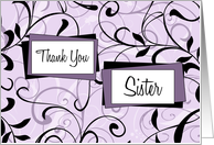 Lavender Floral Sister Thank You Maid of Honor Card