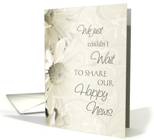 White Flowers Just Married Announcement card (628122)