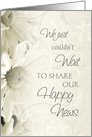White Flowers Just Married Announcement Card