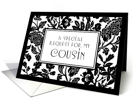 Black and White Flowers Cousin Bridesmaid Invitation card (628416)