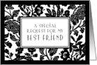 Black and White Flowers Best Friend Bridesmaid Invitation Card
