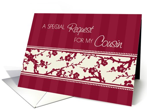 Burgundy Floral Cousin Matron of Honor Invitation card (628548)