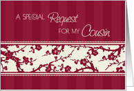 Burgundy Floral Cousin Bridesmaid Invitation Card