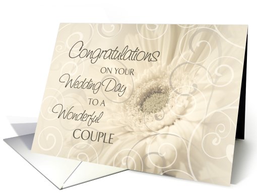 Beige Floral Swirls Congratulations on Wedding Day card (630769)
