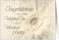 Beige Floral Swirls Congratulations on Wedding Day Card