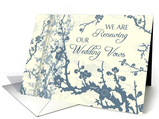 Blue Floral Vow Renewal Invitation card (630787)