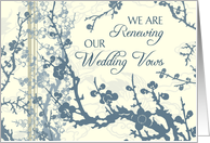 Blue Floral Vow Renewal Invitation Card