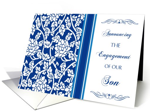 Blue Floral Son Engagement Announcment card (631086)