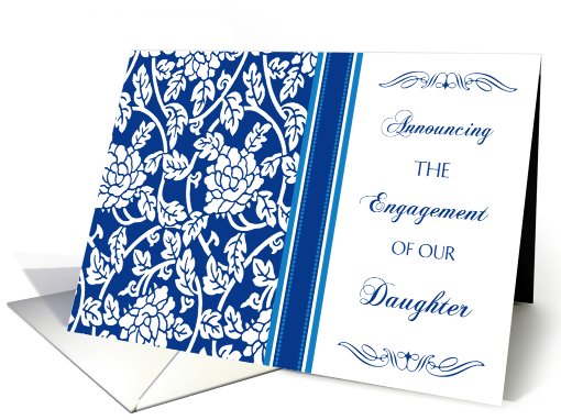 Blue Floral Daughter Engagement Announcment card (631088)