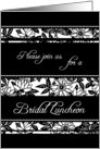 Black and White Floral Bridal Luncheon Invitation Card