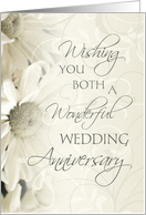 White Floral Happy Wedding Anniversary Card