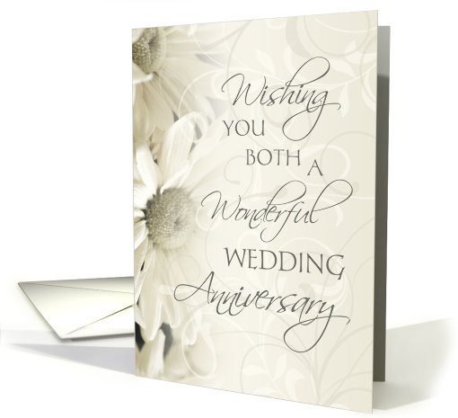 White Floral For Parents Happy Wedding Anniversary card (631605)
