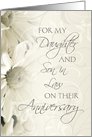 White Floral For Daughter & Son in Law Happy Wedding Anniversary Card