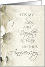 White Floral For Son & Daughter in Law Happy Wedding Anniversary Card