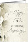 White Floral Happy 50th Wedding Anniversary Card