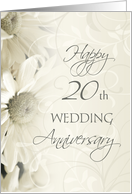 White Floral Happy 20th Wedding Anniversary Card