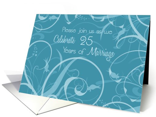 Turquoise Swirls 25th Wedding Anniversary Invitation card (631837)