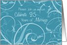 Turquoise Swirls 25th Wedding Anniversary Invitation Card