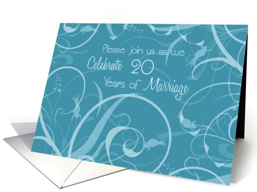 Turquoise Swirls 20th Wedding Anniversary Invitation card (631840)