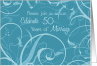 Turquoise Swirls 50th Wedding Anniversary Invitation Card
