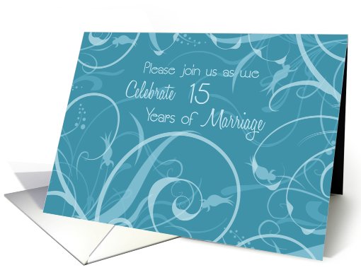 Turquoise Swirls 15th Wedding Anniversary Invitation card (631843)