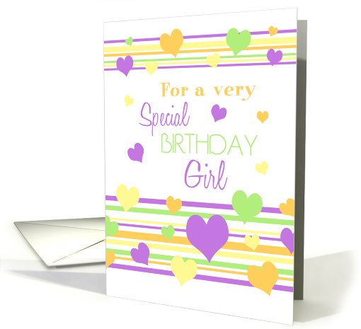 Colorful Hearts Birthday Girl card (634016)