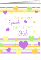 Colorful Hearts Birthday Girl Card