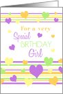Colorful Hearts Birthday Girl Card