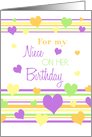 Colorful Hearts Niece Birthday Girl Card