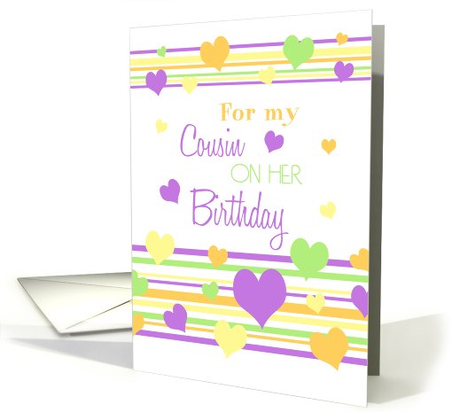 Colorful Hearts Cousin Birthday Girl card (634032)