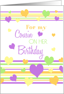 Colorful Hearts Cousin Birthday Girl Card