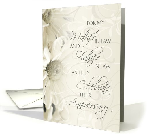 White Flowers In Laws Anniversary card (634200)