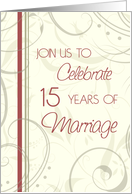 Beige Swirls 15th Anniversary Invitation Card