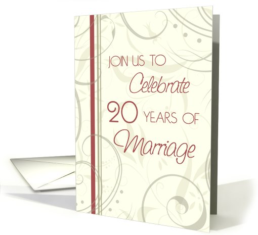 Beige Swirls 20th Anniversary Invitation card (636023)
