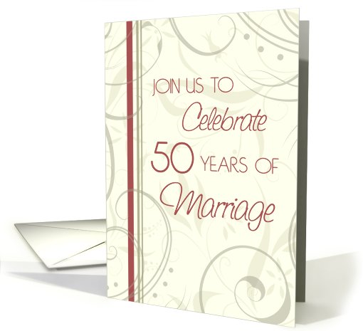 Beige Swirls 50th Anniversary Invitation card (636026)