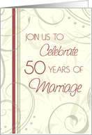 Beige Swirls 50th Anniversary Invitation Card