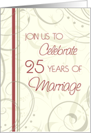 Beige Swirls 25th Anniversary Invitation Card