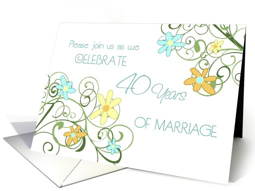 Garden Flowers 40th Anniversary Invitation card (636609)